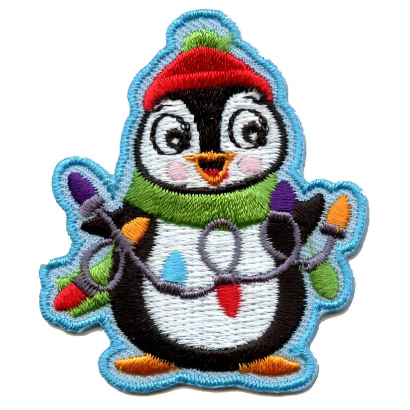 Festive Christmas Penguin Iron On Patch