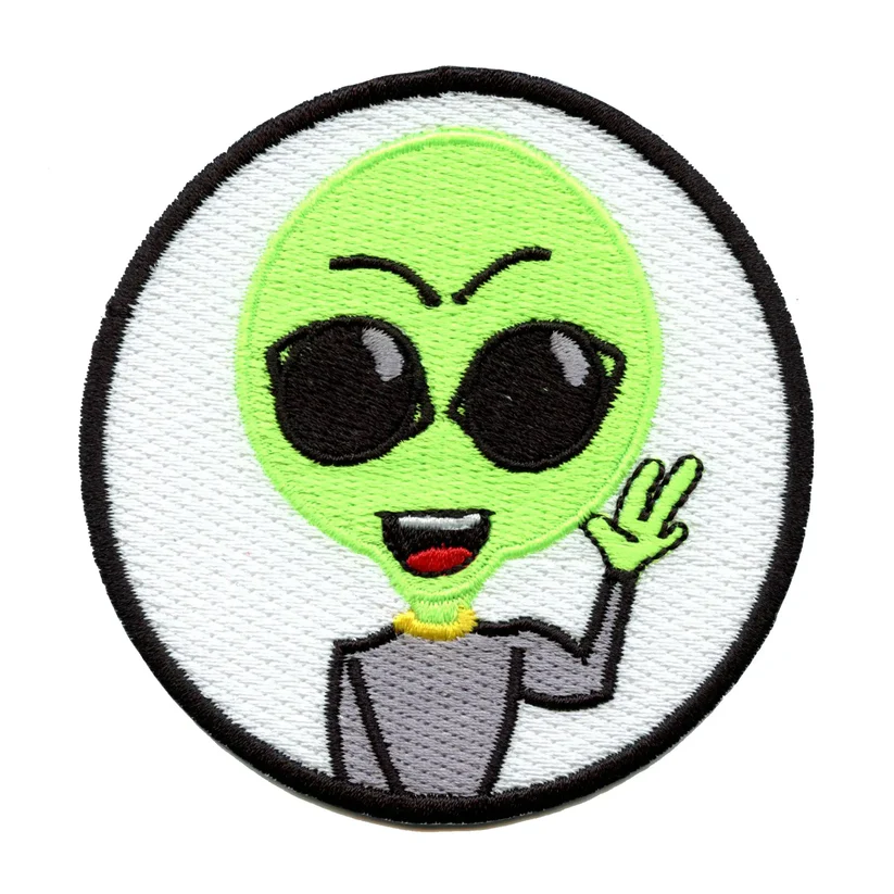 Friendly Alien Embroidered Iron On Patch