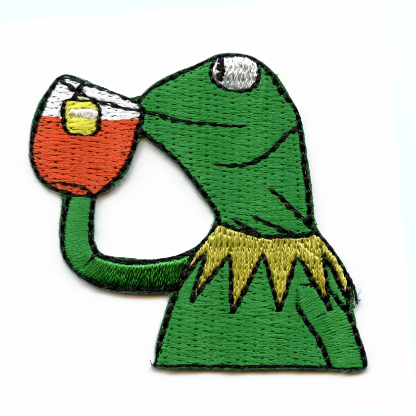 Frog Sipping Tea Meme Iron On Patch