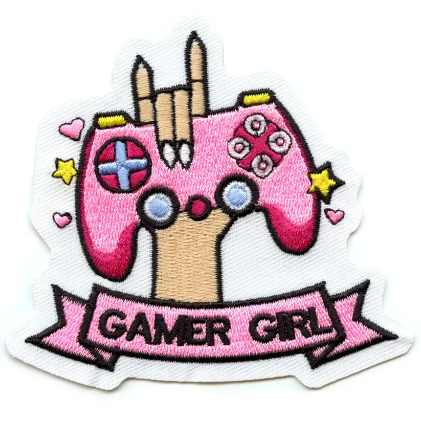 Girl Pink Logo Patch Video Game Player
