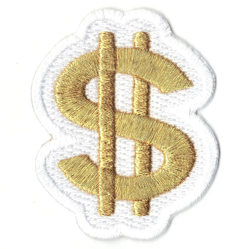 Gold Dollar Sign Patch Money Token
