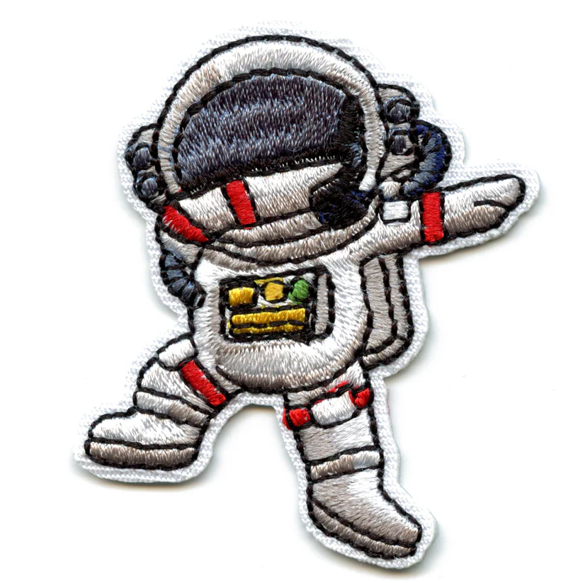 Grey Astronaut Dabbing Iron On Patch