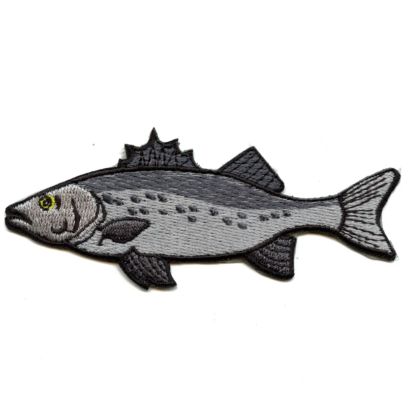 Grey Fin Fish Patch Embroidered Iron On