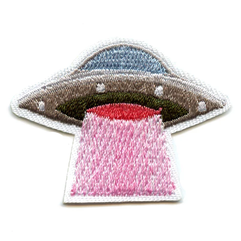 Grey UFO With Pink Abduction Ray Patch
