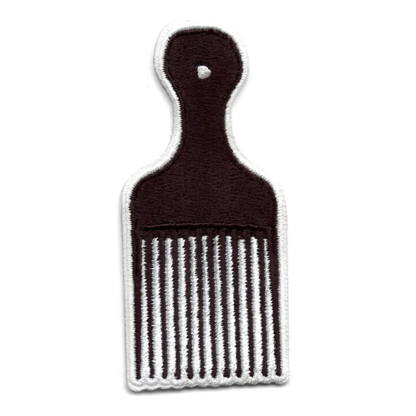 Hair Pick Embroidered Patch