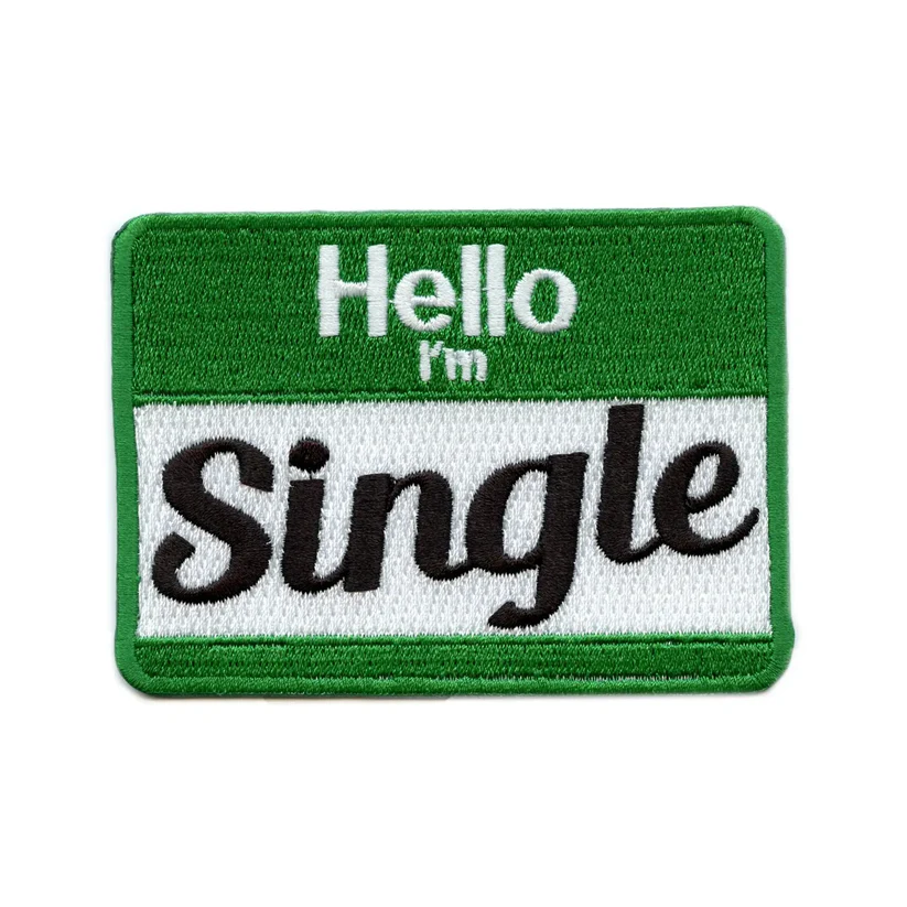 Hello I'm Single Green Tag Iron On Patch - Hello I M Single Green Tag Iron On Patch USA Hello I'm Single Green Tag Iron On Patch - View 1