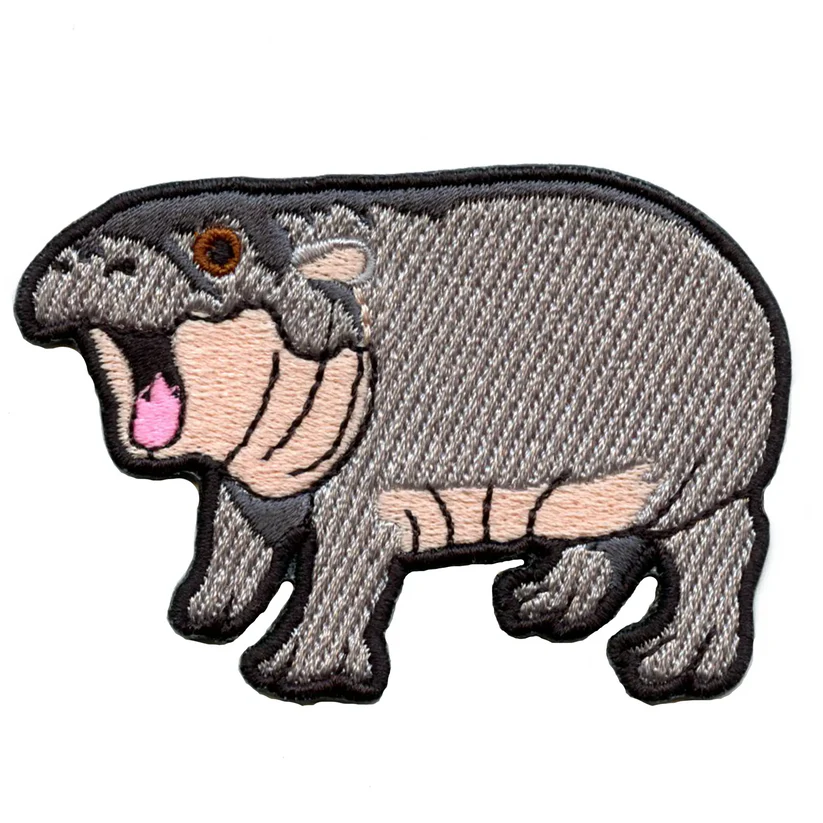 Hippo Animal Embroidered Iron On Patch