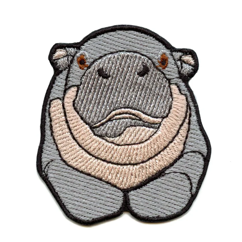 Hippo Front Face Patch Iron On Patch