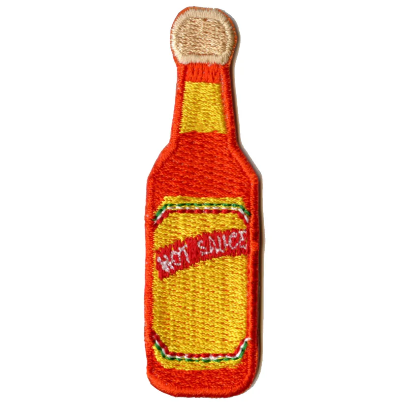Hot Sauce Orange Bottle Wooden Cap Patch