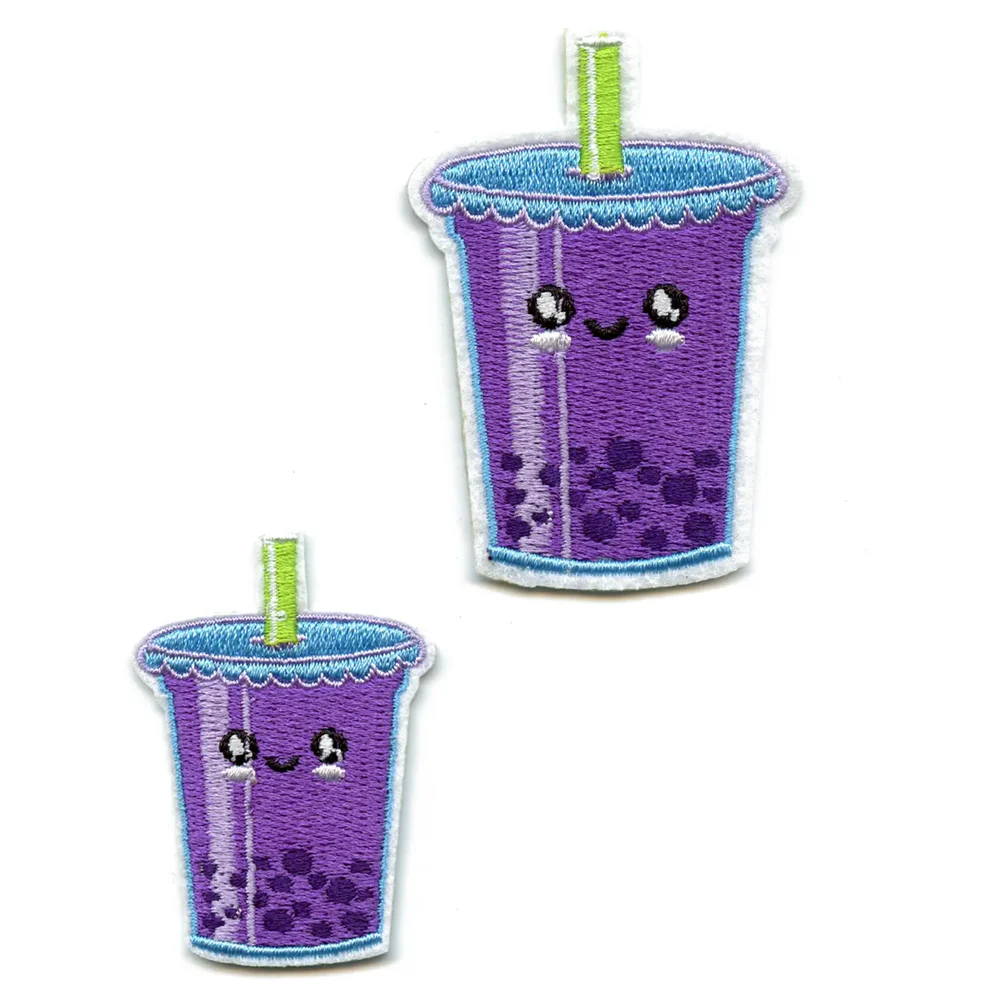 Kawaii Boba Tea (2pc) Embroidered Patch - Kawaii Boba Tea 2pc Embroidered Patch USA Kawaii Boba Tea (2pc) Embroidered Patch - View 1