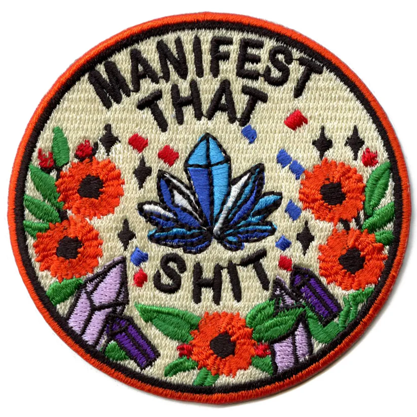 Manifest Crystals Embroidered Iron On Patch