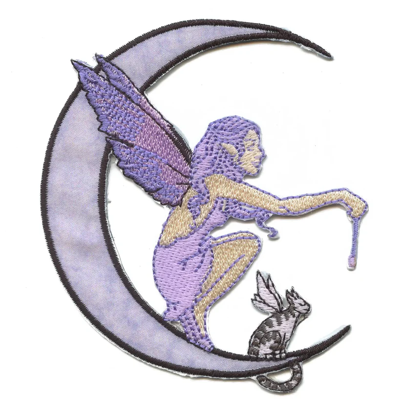 Moon Fairy Embroidered Iron On Patch
