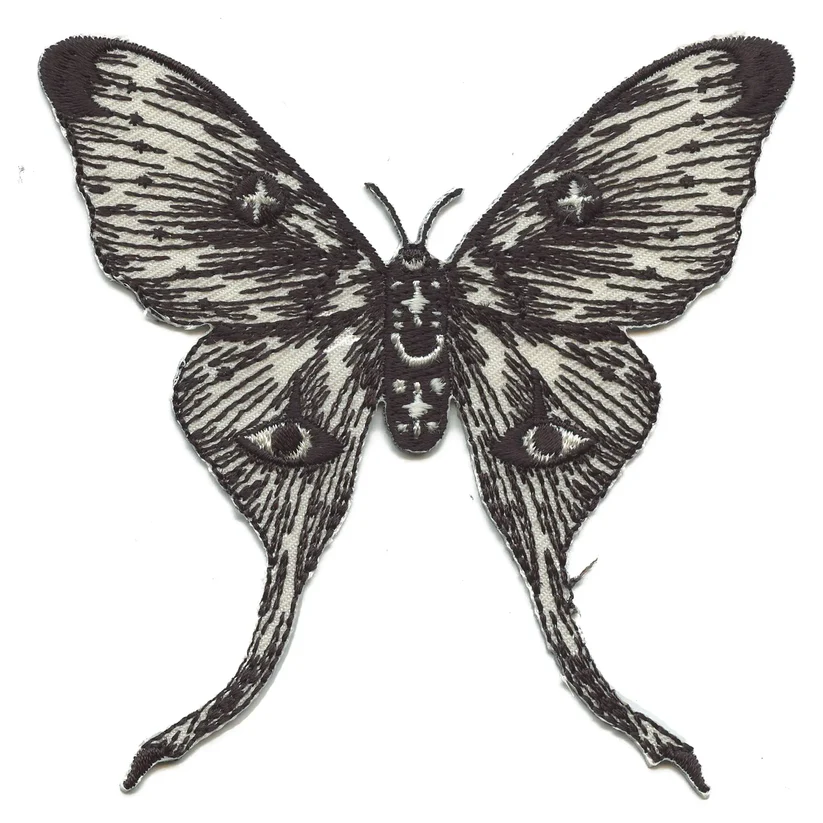 Moon Moth Patch Embroidered Iron On Patch