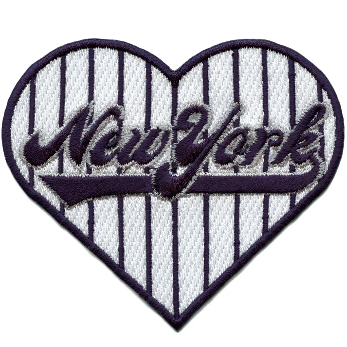 New York Pinstripes Heart Patch