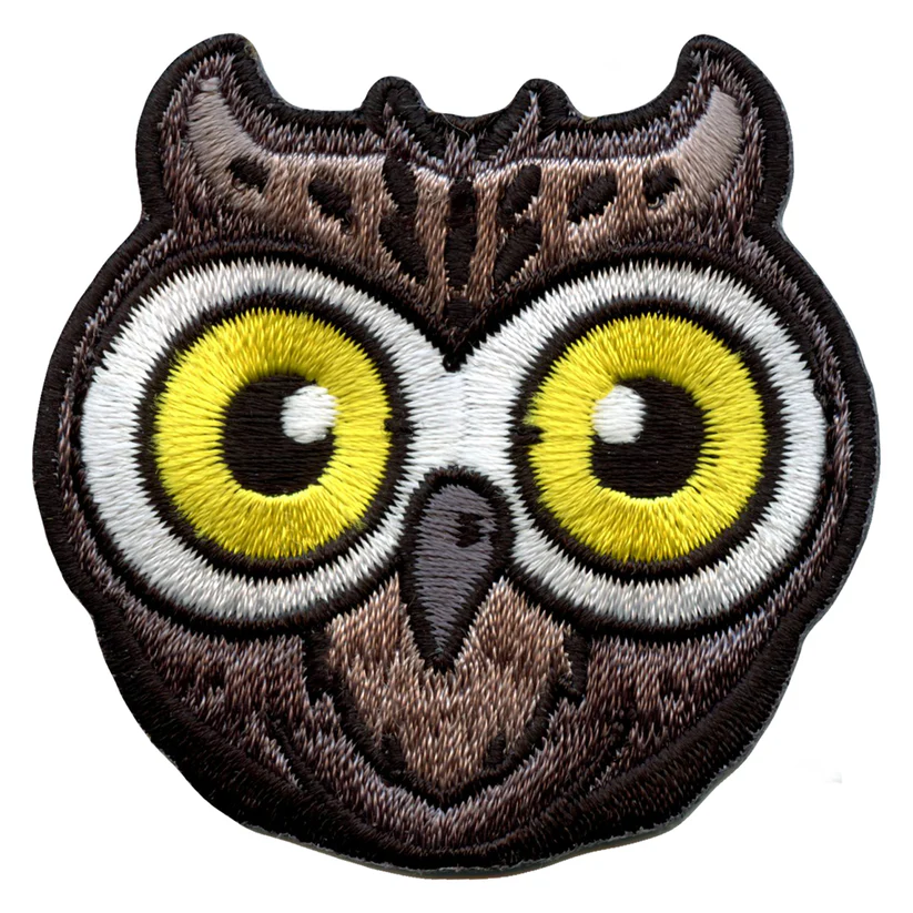 Owl Face Big Eyes Iron On Patch