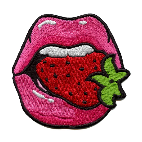 Pink Lips Biting Strawberry Healthy Patch