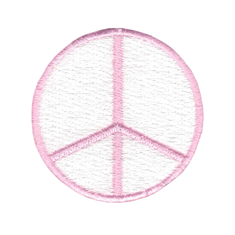 Pink Peace Sign Embroidered Patch