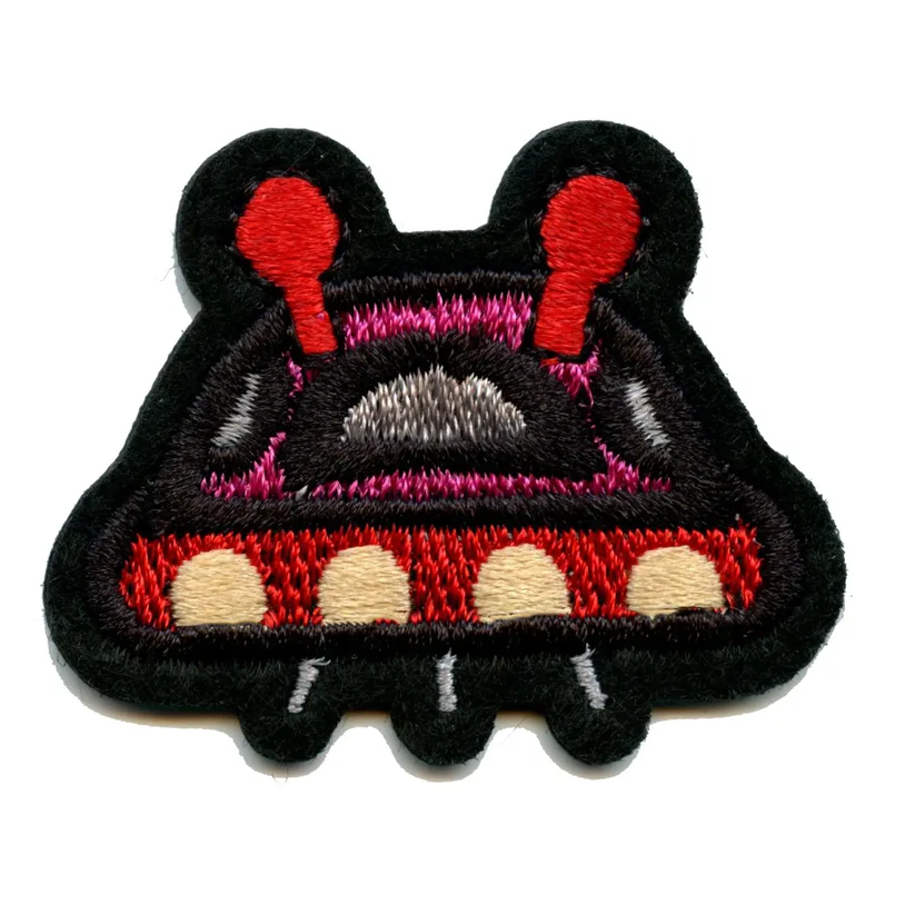 RED Alien Spaceship Iron On Patch