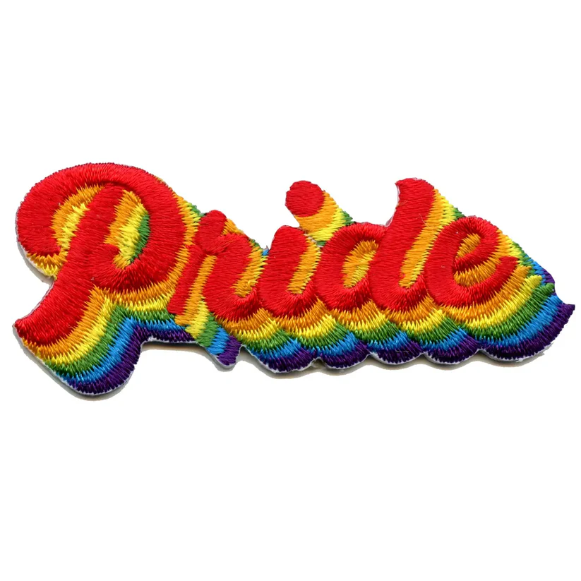 Rainbow Script Embroidered Iron On Patch