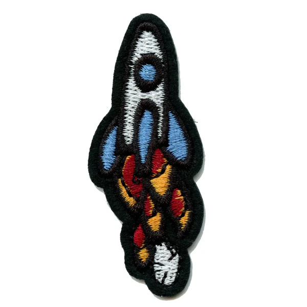 Small Blue Rocket Ship Launching Patch