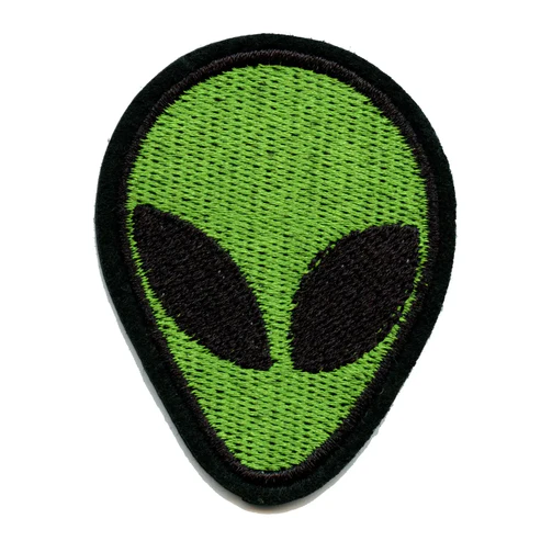 Small Green Alien Head Embroidered Patch