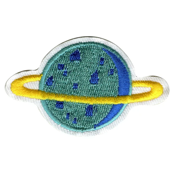 Small Teal Planet With Gold Ring Patch