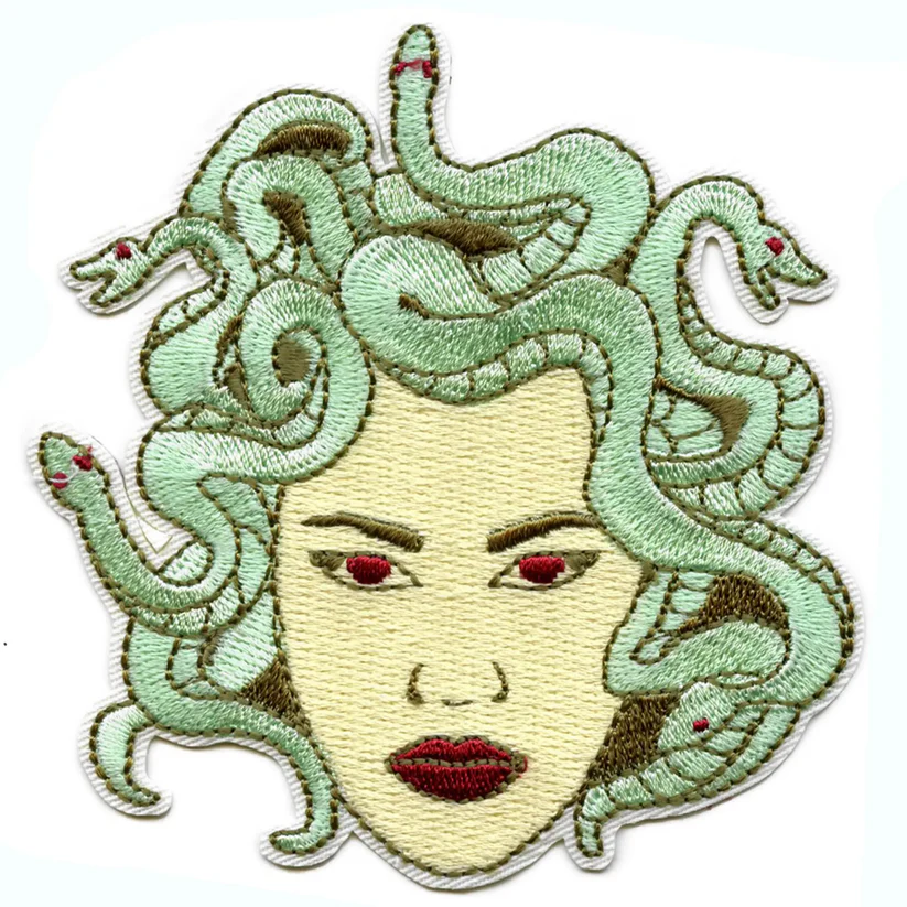Snake Haired Greek Embroidered Iron On Patch 