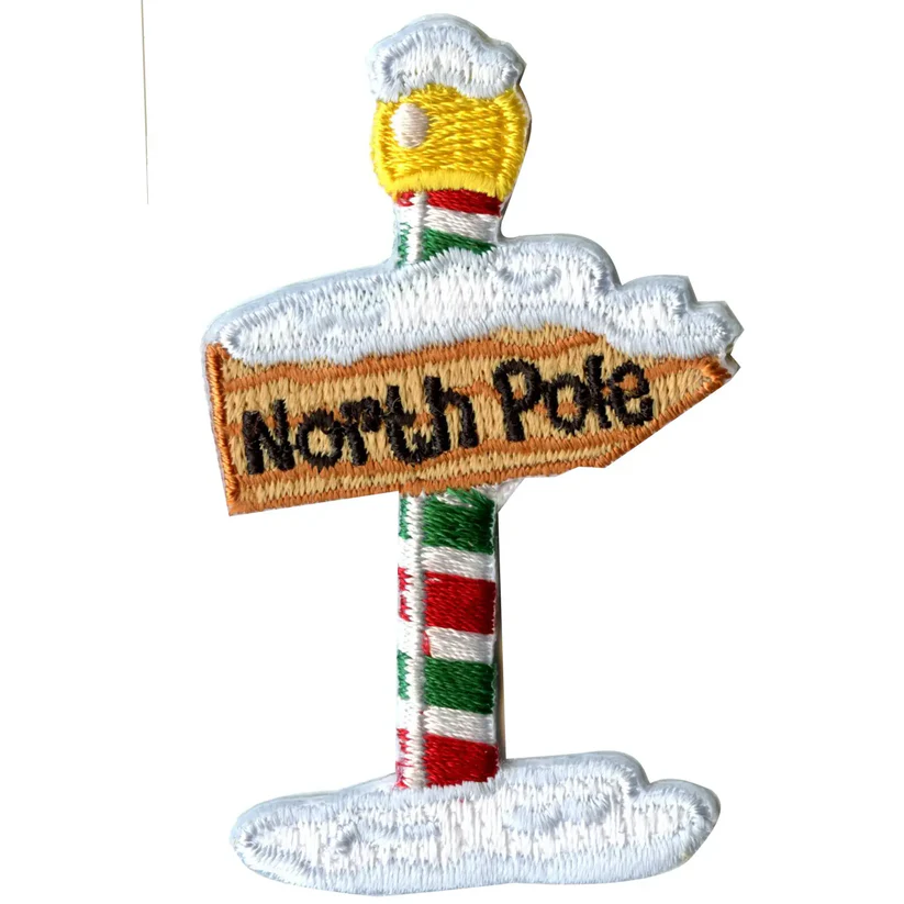 Snow Covered North Pole Sign Patch