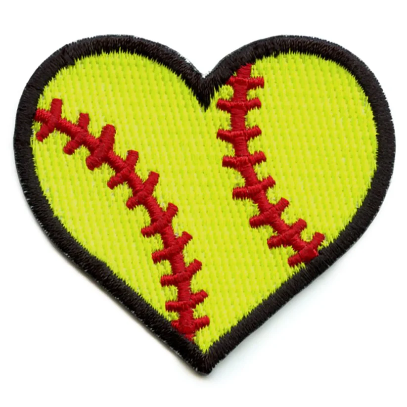 Softball Heart Patch Embroidered Iron On