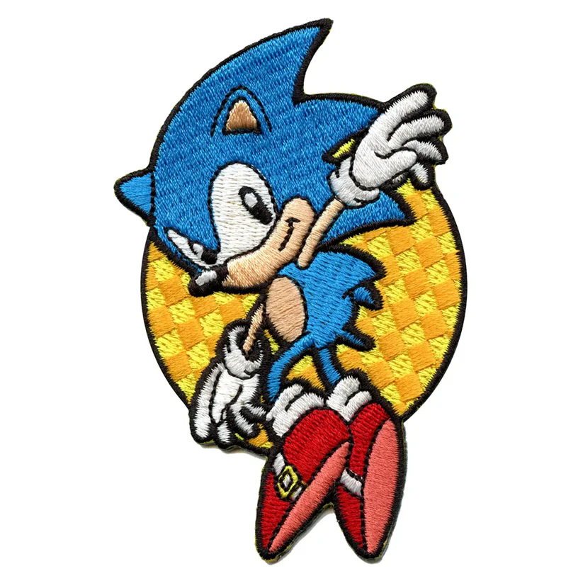 Leaping Sonic Embroidered Iron On Patch