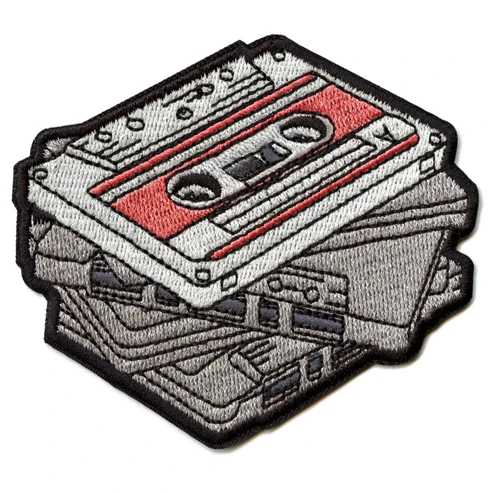 Stacked Cassette Mix Patch Tape Music Retro