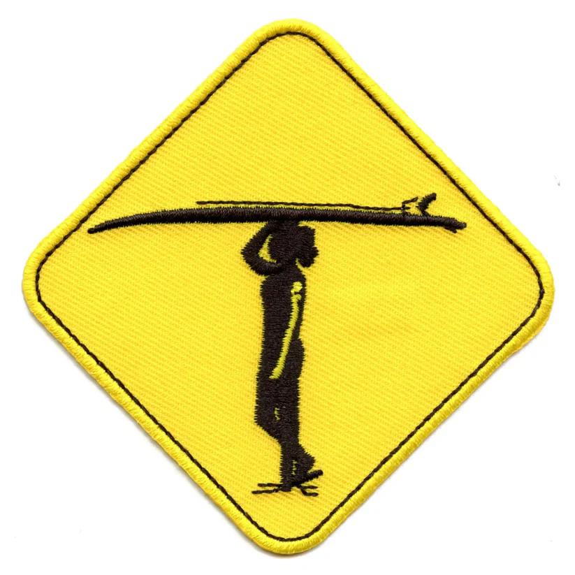 Surf Crossing Sign Embroidered Patch