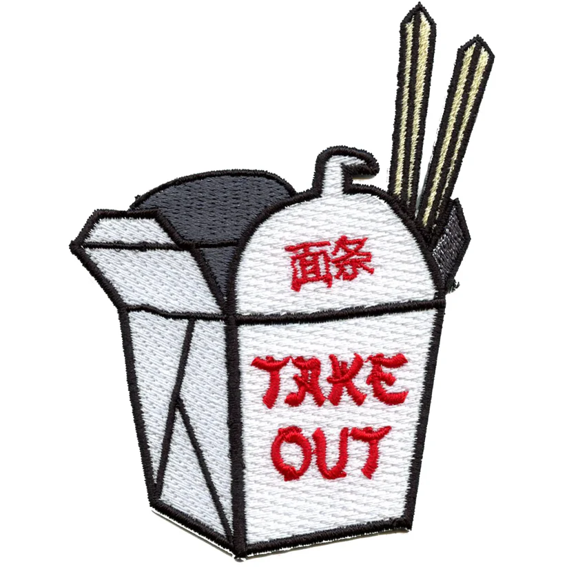 Takeout Embroidered Iron On Patch - Takeout Embroidered Iron On Patch USA Takeout Embroidered Iron On Patch - View 1