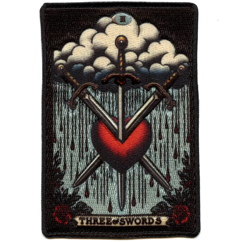 Three Of Swords Embroidered Iron On Patch