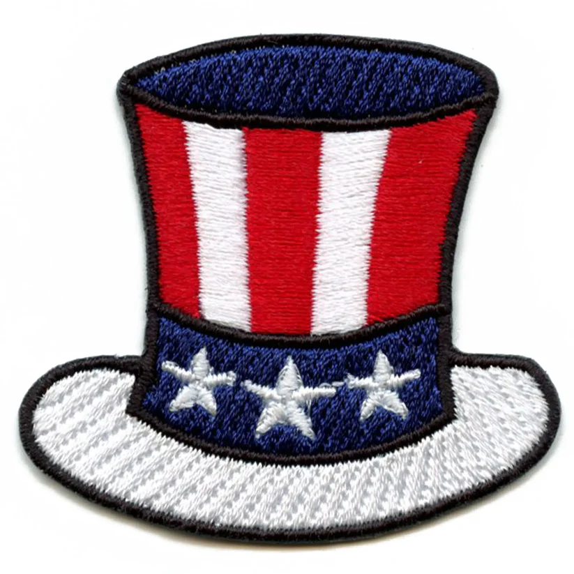 USA Embroidered Top Hat Iron On-Patch 
