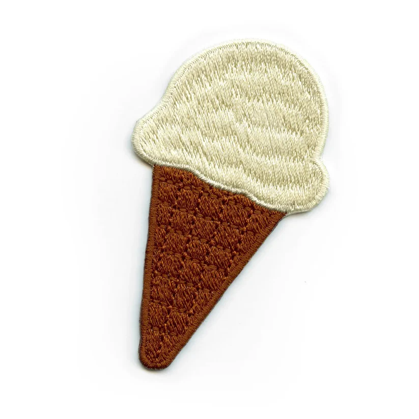 Vanilla Ice Cream Cone Embroidered Patch