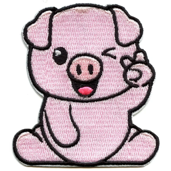 Winking Peace Pig Embroidered Patch