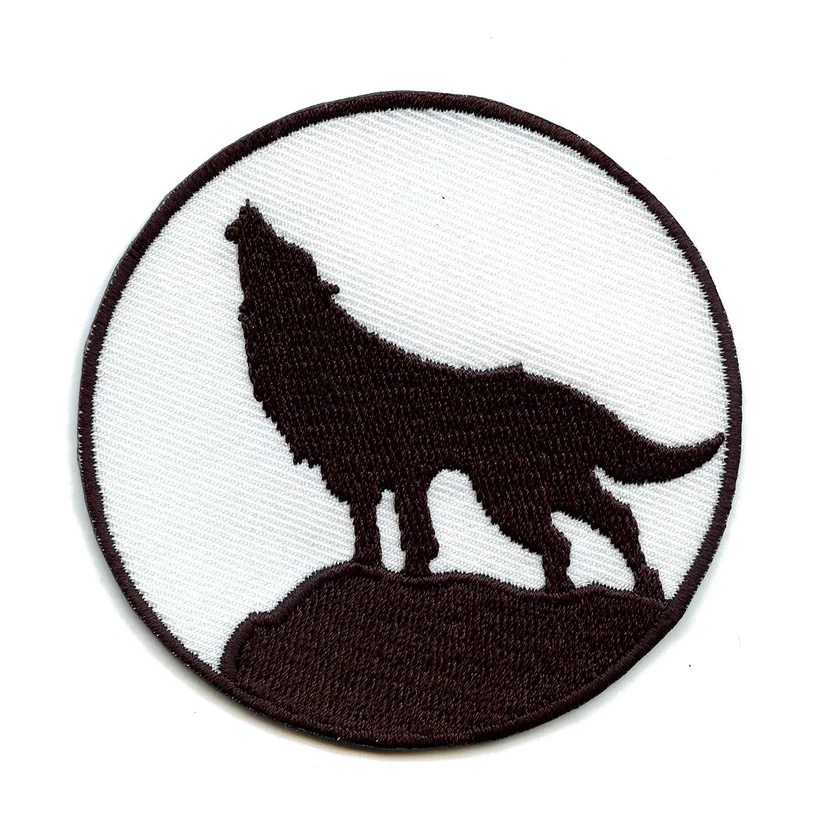 Wolf Howling Black And White Iron On Patch
