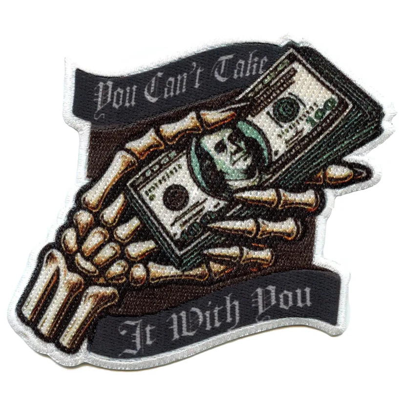 Patch Skeleton Holding Cash Iron On
