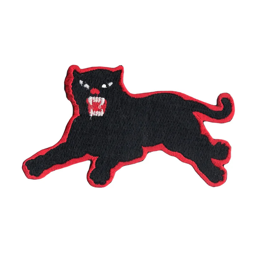Panther Red Iron On Embroidered Patch